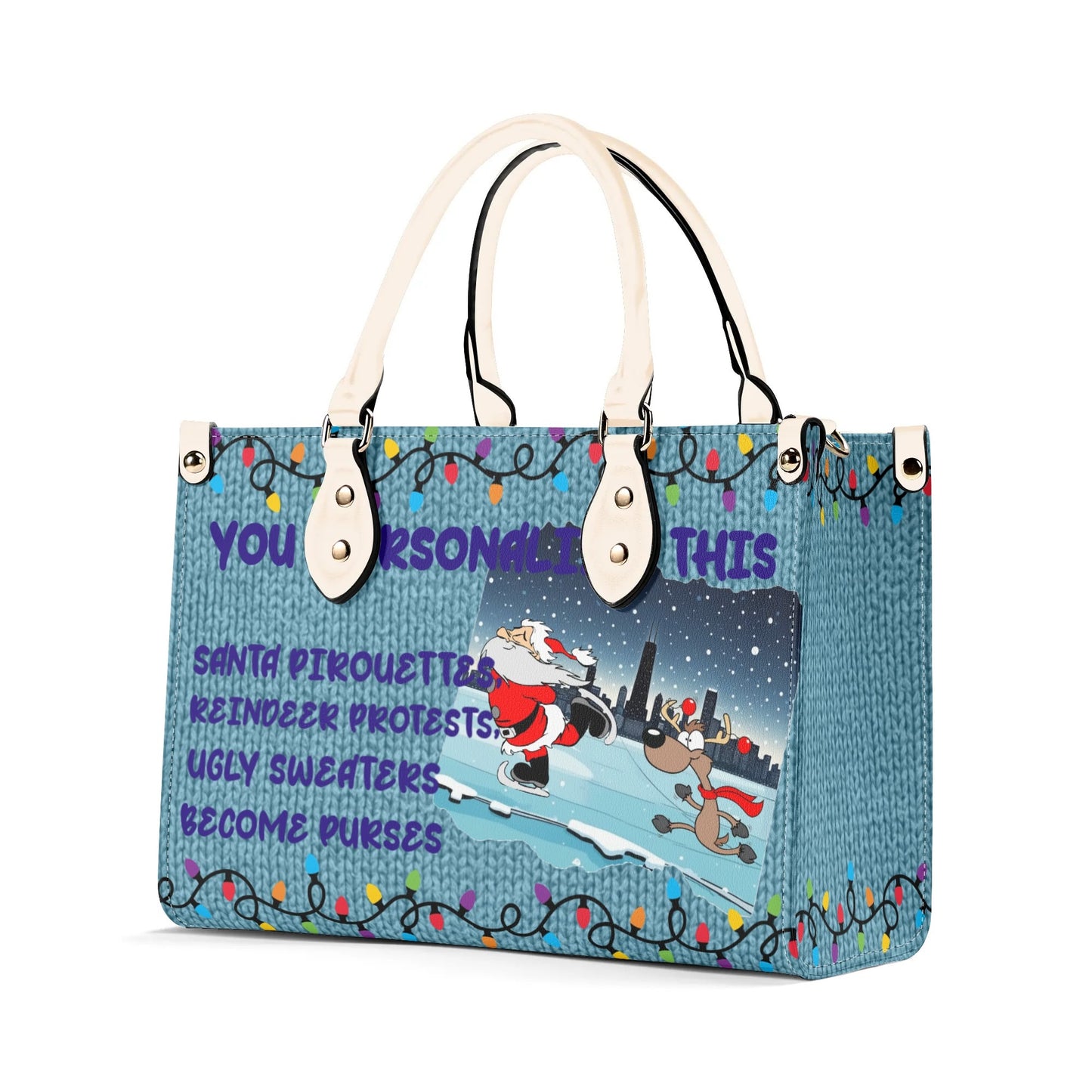 Ugly Holiday Sweater Purse (Santa pirouettes)