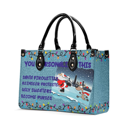 Ugly Holiday Sweater Purse (Santa pirouettes)