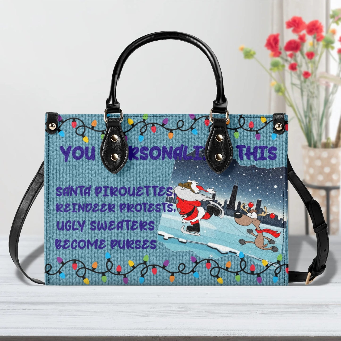 Ugly Holiday Sweater Purse (Santa pirouettes)