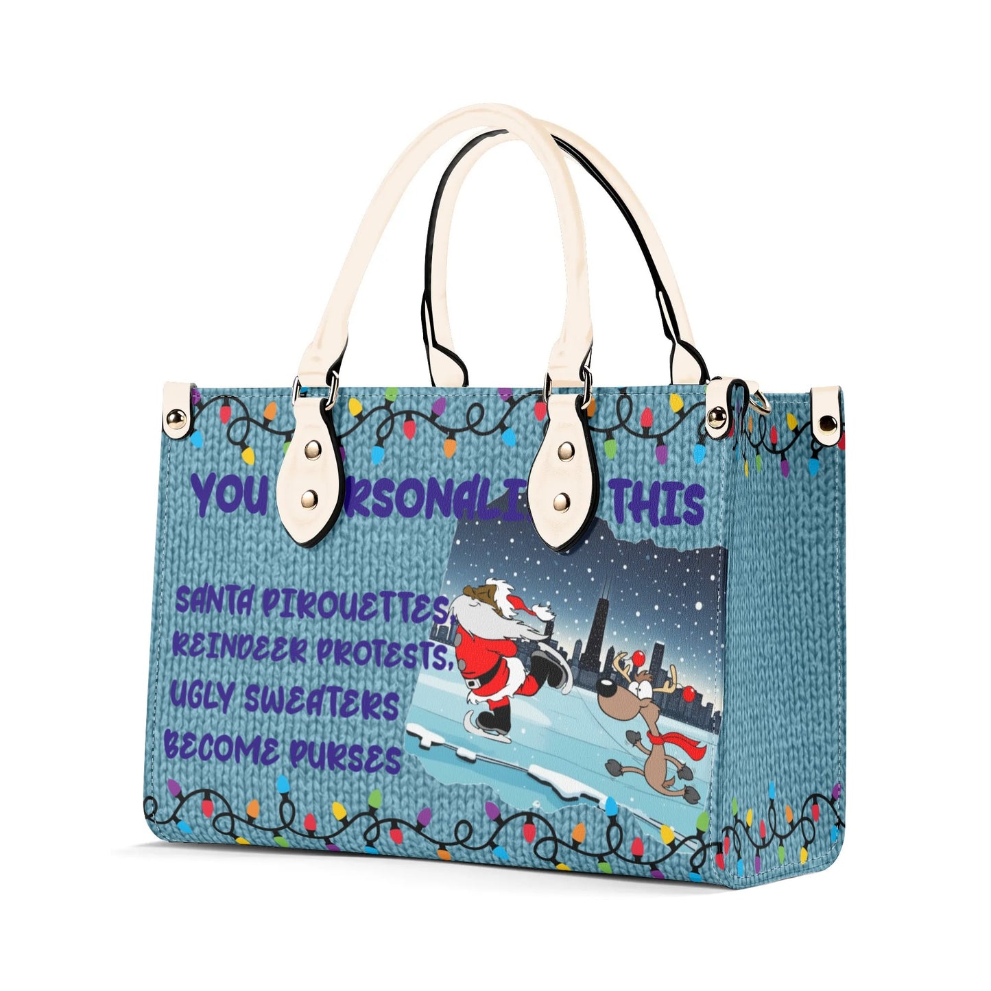 Ugly Holiday Sweater Purse (Santa pirouettes)