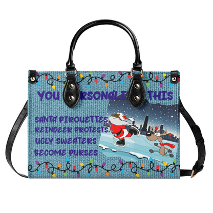 Ugly Holiday Sweater Purse (Santa pirouettes)