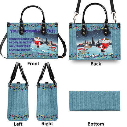 Ugly Holiday Sweater Purse (Santa pirouettes)