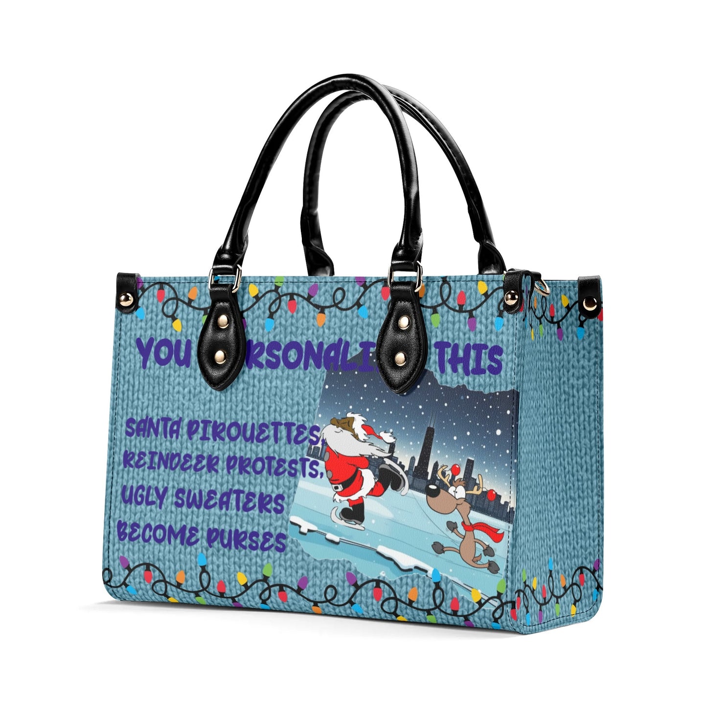 Ugly Holiday Sweater Purse (Santa pirouettes)